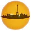 Logo PNG du serveur Oréatoria représentant une ville dans un cercle jaune
